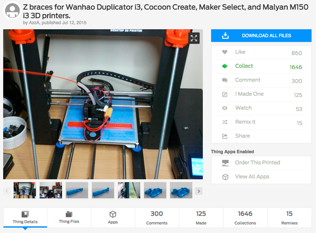 Z_braces_for_Wanhao_Duplicator_i3__Cocoon_Create__Maker_Select__and_Malyan_M150_i3_3D_printers__by_AzzA_-_Thingiverse Z_braces_for_Wanhao_Duplicator_i3__Cocoon_Create__Maker_Select__and_Malyan_M150_i3_3D_printers__by_AzzA_-_Thingiverse